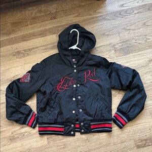 Y2K Ecko Red cropped hooded puffer jacket